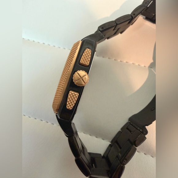 Fossil Watch Chronograph Stainless Steel Rose Gold Tone Black - Picture 10 of 15